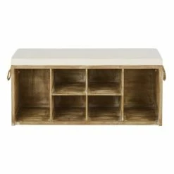 Nouveaux produits 7 Maisons Du Monde Meubles D'entrée Et à Chaussures Banc 6 Casiers En Lin Et Bois De Sapin Marron