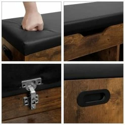 Calicosy Meubles D'entrée Et à Chaussures Banc à Chaussures 3 Compartiments Et 1 Coffre - L80 Cm - Marron -Meubles d'appoint Soldes banc a chaussures 3 compartiments et 1 coffre l80 cm marron 5