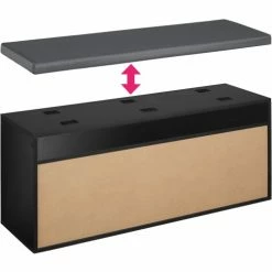Tectake Meubles D'entrée Et à Chaussures Banc à Chaussures NATALYA Avec Coussin D'assise 104x30x49cm Effet Noir -Meubles d'appoint Soldes banc a chaussures natalya avec coussin d assise 104x30x49cm effet noir 2