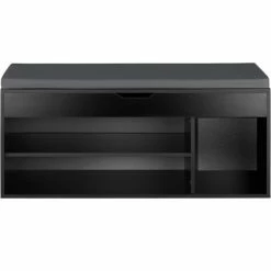 Tectake Meubles D'entrée Et à Chaussures Banc à Chaussures NATALYA Avec Coussin D'assise 104x30x49cm Effet Noir -Meubles d'appoint Soldes banc a chaussures natalya avec coussin d assise 104x30x49cm effet noir 4