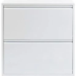 Kare Design Meubles D'entrée Et à Chaussures Casier à Chaussures 2 Tiroirs En Acier Blanc