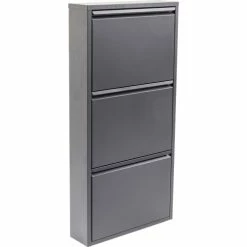 Kare Design Meubles D'entrée Et à Chaussures Casier à Chaussures 3 Tiroirs En Acier Gris Anthracite -Meubles d'appoint Soldes casier a chaussures 3 tiroirs en acier gris anthracite 3