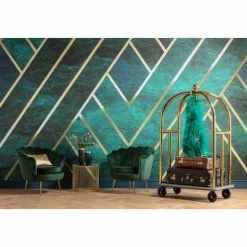 Nouveaux produits -Meubles d'appoint Soldes chariot a bagages en acier dore 1