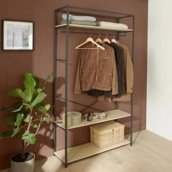 Mob In Valets De Nuits Et Portants Dressing Ouvert L110 X H200cm Noir -Meubles d'appoint Soldes dressing ouvert l110 x h200cm noir 2