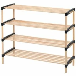 Wadiga Meubles D'entrée Et à Chaussures Étagère à Chaussures 4 étages En Bois - 76x28x58.5cm
