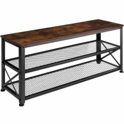 Tectake Meubles D'entrée Et à Chaussures Étagère à Chaussures BLACKPOOL 101x30,5x45,5cm Effet Bois Foncé