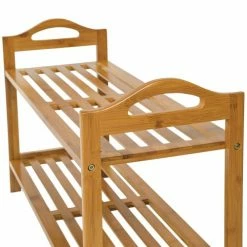 Tectake Meubles D'entrée Et à Chaussures Etagère à Chaussures Bois 2 Niveaux Marron -Meubles d'appoint Soldes etagere a chaussures bois 2 niveaux marron 3