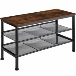 Tectake Meubles D'entrée Et à Chaussures Étagère à Chaussures DERRY 75,5x30,5x45,5cm Effet Bois Foncé