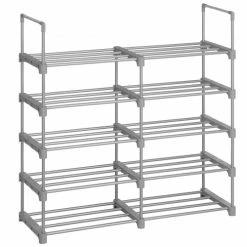 Calicosy Meubles D'entrée Et à Chaussures Etagère à Chaussures En Fer Gris Avec 10 Niveaux Modulables - H174 Cm -Meubles d'appoint Soldes etagere a chaussures en fer gris avec 10 niveaux modulables h174 cm 3