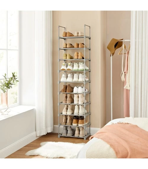 Meubles d'appoint Soldes -Meubles d'appoint Soldes etagere a chaussures en fer gris avec 10 niveaux modulables h174 cm 5
