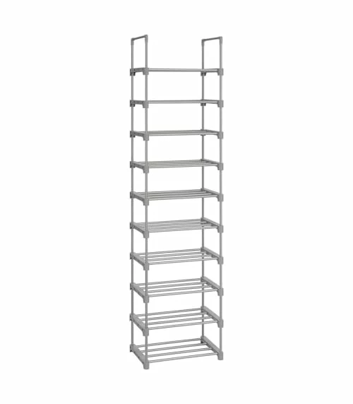 Calicosy Meubles D'entrée Et à Chaussures Etagère à Chaussures En Fer Gris Avec 10 Niveaux Modulables - H174 Cm -Meubles d'appoint Soldes etagere a chaussures en fer gris avec 10 niveaux modulables h174 cm