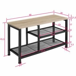 Tectake Meubles D'entrée Et à Chaussures Étagère à Chaussures TAUNTON 80x30x45,5cm Effet Bois Clair Industriel, -Meubles d'appoint Soldes etagere a chaussures taunton 80x30x45 5cm effet bois clair industriel 4