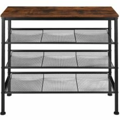 Tectake Meubles D'entrée Et à Chaussures Étagère à Chaussures WOLVERHAMPTON 75,5x30,5x69,5cm Effet Bois Foncé -Meubles d'appoint Soldes etagere a chaussures wolverhampton 75 5x30 5x69 5cm effet bois fonce 1