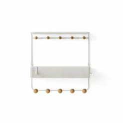 Umbra Portemanteaux Et Patères Étagère Blanche Avec Crochets, 31 X 32 X 10