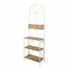 Maisons Du Monde Étagères Etagère En Sapin Et Métal Blanc Effet Vieilli -Meubles d'appoint Soldes etagere en sapin et metal blanc effet vieilli 1000 12 7 200374 3