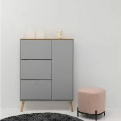 Meubles & Design Meubles D'entrée Et à Chaussures Grand Meuble à Chaussures Moderne En Bois Gris -Meubles d'appoint Soldes grand meuble a chaussures moderne en bois gris 1