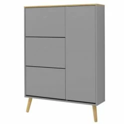 Meubles & Design Meubles D'entrée Et à Chaussures Grand Meuble à Chaussures Moderne En Bois Gris -Meubles d'appoint Soldes grand meuble a chaussures moderne en bois gris 2