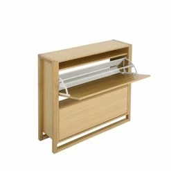 Woodman Meubles D'entrée Et à Chaussures Meuble à Chaussures 2 Compartiments En Bois L100cm Bois Clair -Meubles d'appoint Soldes meuble a chaussures 2 compartiments en bois l100cm bois clair 3