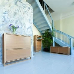 Woodman Meubles D'entrée Et à Chaussures Meuble à Chaussures 2 Compartiments En Bois L100cm Bois Clair -Meubles d'appoint Soldes meuble a chaussures 2 compartiments en bois l100cm bois clair 4