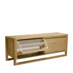 Woodman Meubles D'entrée Et à Chaussures Meuble à Chaussures 2 Compartiments En Bois L120cm Bois Clair -Meubles d'appoint Soldes meuble a chaussures 2 compartiments en bois l120cm bois clair 3