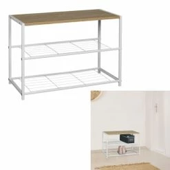 The Home Deco Factory Meubles D'entrée Et à Chaussures Meuble à Chaussures 2 étages Blanc -Meubles d'appoint Soldes meuble a chaussures 2 etages blanc 2
