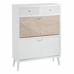 Altobuy Meubles D'entrée Et à Chaussures Meuble à Chaussures 2 Portes Bois Massif Et Motif Floral