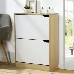 Casâme Meubles D'entrée Et à Chaussures Meuble à Chaussures 2 Tiroirs - 8 Paires - Marron -Meubles d'appoint Soldes meuble a chaussures 2 tiroirs 8 paires marron 1