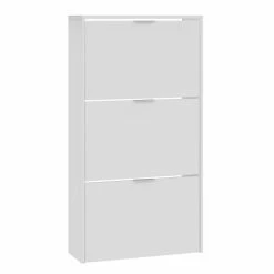 HOMN Meubles D'entrée Et à Chaussures Meuble à Chaussures 3 Portes, Couleur Blanc Brillant, 60 Cm Longueur