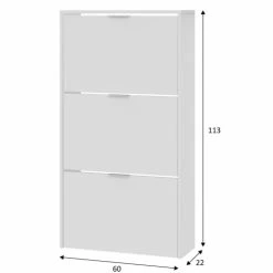 HOMN Meubles D'entrée Et à Chaussures Meuble à Chaussures 3 Portes, Couleur Blanc Brillant, 60 Cm Longueur 10 HOMN Meubles D'entrée Et à Chaussures Meuble à Chaussures 3 Portes, Couleur Blanc Brillant, 60 Cm Longueur -Meubles d'appoint Soldes meuble a chaussures 3 portes couleur blanc brillant 60 cm longueur 3