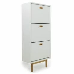 Meubles & Design Meubles D'entrée Et à Chaussures Meuble à Chaussures 3 Portes En Bois Blanc -Meubles d'appoint Soldes meuble a chaussures 3 portes en bois blanc 3