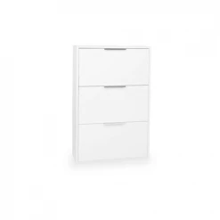 Meubletmoi Meubles D'entrée Et à Chaussures Meuble à Chaussures 3 Tiroirs 9 Paires Blanc Laqué