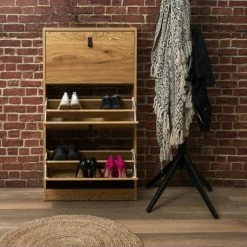 Casâme Meubles D'entrée Et à Chaussures Meuble à Chaussures 3 Tiroirs Décor Chêne - 12 Paires - L63cm -Meubles d'appoint Soldes meuble a chaussures 3 tiroirs decor chene 12 paires l63cm 1