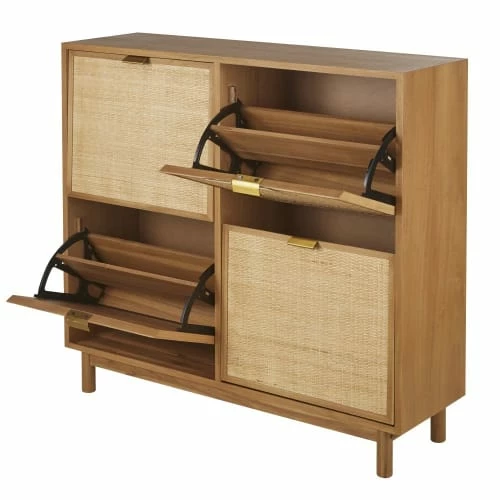 Maisons Du Monde Meubles D'entrée Et à Chaussures Meuble à Chaussures 4 Portes Cannage En Rotin 4 Maisons Du Monde Meubles D'entrée Et à Chaussures Meuble à Chaussures 4 Portes Cannage En Rotin – Image 2