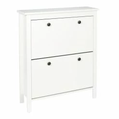 Toilinux Meubles D'entrée Et à Chaussures Meuble à Chaussures Avec 2 Portes Blanc