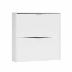 Dmora Meubles D'entrée Et à Chaussures Meuble à Chaussures Avec 2 Portes Effet Bois Blanc