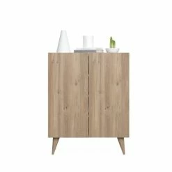 Dmora Meubles D'entrée Et à Chaussures Meuble à Chaussures Avec 2 Portes Effet Bois De Chêne -Meubles d'appoint Soldes meuble a chaussures avec 2 portes effet bois de chene 2