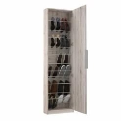 Meubletmoi Meubles D'entrée Et à Chaussures Meuble à Chaussures Avec Miroir Pour 12 Paires Décor Chêne -Meubles d'appoint Soldes meuble a chaussures avec miroir pour 12 paires decor chene 3