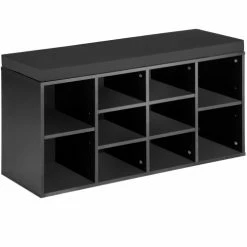 Tectake Meubles D'entrée Et à Chaussures Meuble à Chaussures Banc Effet Bois Noir/gris