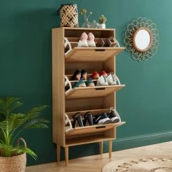 Baita Meubles D'entrée Et à Chaussures Meuble à Chaussures Cannage Rotin 3 Portes 60cm Bois Clair 11 Baita Meubles D'entrée Et à Chaussures Meuble à Chaussures Cannage Rotin 3 Portes 60cm Bois Clair -Meubles d'appoint Soldes meuble a chaussures cannage rotin 3 portes 60cm bois clair 3