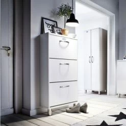 Meubles & Design Meubles D'entrée Et à Chaussures Meuble à Chaussures Design Blanc -Meubles d'appoint Soldes meuble a chaussures design blanc 1