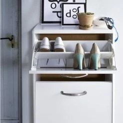 Meubles & Design Meubles D'entrée Et à Chaussures Meuble à Chaussures Design Blanc -Meubles d'appoint Soldes meuble a chaussures design blanc 5