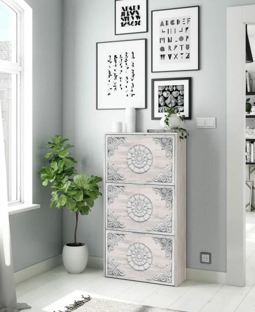 Dmora Meubles D'entrée Et à Chaussures Meuble à Chaussures Effet Bois Blanc 4 Dmora Meubles D'entrée Et à Chaussures Meuble à Chaussures Effet Bois Blanc – Image 2