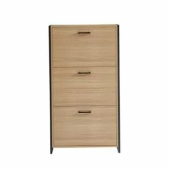 Baita Meubles D'entrée Et à Chaussures Meuble à Chaussures Effet Bois Et Métal Noir 3 Portes - L63cm