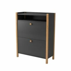 Woodman Meubles D'entrée Et à Chaussures Meuble à Chaussures En Bois 2 Portes Gris Foncé -Meubles d'appoint Soldes meuble a chaussures en bois 2 portes gris fonce 2