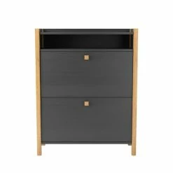 Woodman Meubles D'entrée Et à Chaussures Meuble à Chaussures En Bois 2 Portes Gris Foncé