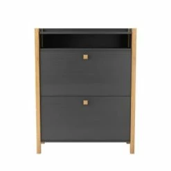 Woodman Meubles D'entrée Et à Chaussures Meuble à Chaussures En Bois 2 Portes Blanc -Meubles d'appoint Soldes meuble a chaussures en bois 2 portes gris fonce 5