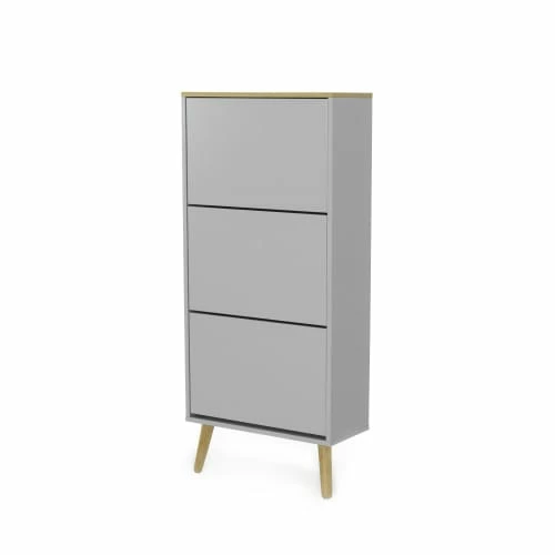 Tenzo Meubles D'entrée Et à Chaussures Meuble à Chaussures En Bois 3 Compartiments Gris Clair 4 Tenzo Meubles D'entrée Et à Chaussures Meuble à Chaussures En Bois 3 Compartiments Gris Clair – Image 2