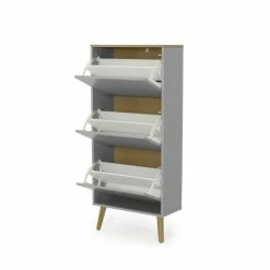 Tenzo Meubles D'entrée Et à Chaussures Meuble à Chaussures En Bois 3 Compartiments Gris Clair 11 Tenzo Meubles D'entrée Et à Chaussures Meuble à Chaussures En Bois 3 Compartiments Gris Clair -Meubles d'appoint Soldes meuble a chaussures en bois 3 compartiments gris clair 3