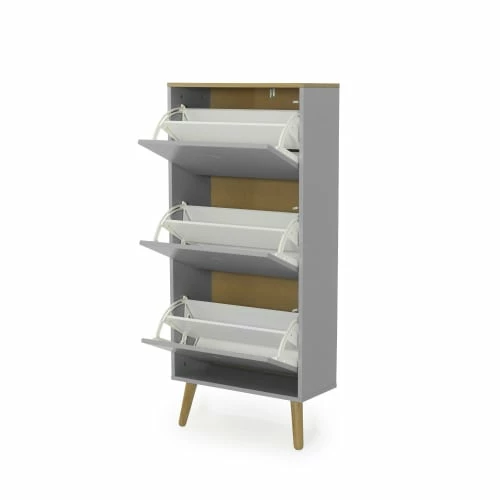 Tenzo Meubles D'entrée Et à Chaussures Meuble à Chaussures En Bois 3 Compartiments Gris Clair 6 Tenzo Meubles D'entrée Et à Chaussures Meuble à Chaussures En Bois 3 Compartiments Gris Clair – Image 4