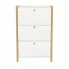 Woodman Meubles D'entrée Et à Chaussures Meuble à Chaussures En Bois 3 Portes Blanc -Meubles d'appoint Soldes meuble a chaussures en bois 3 portes blanc 1